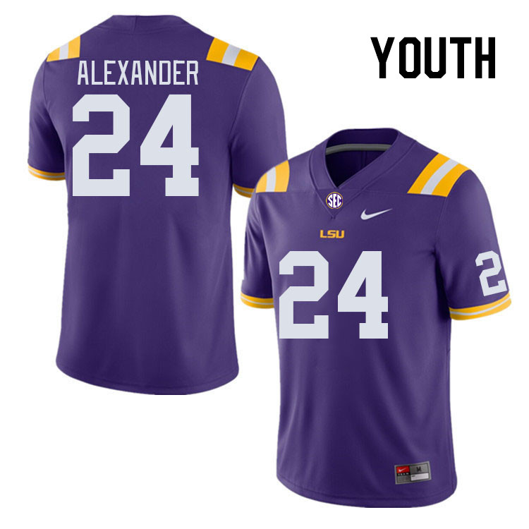 Youth #24 Zy Alexander LSU Tigers College Football Jerseys Stitched-Purple - Click Image to Close